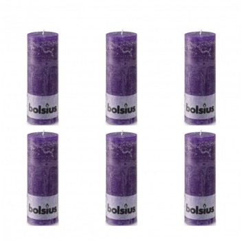 Bolsius Lot de 6 bougies 190 x 68 mm violet
