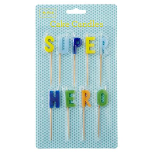 Bougies sur piques en bois multicolores Super Hero