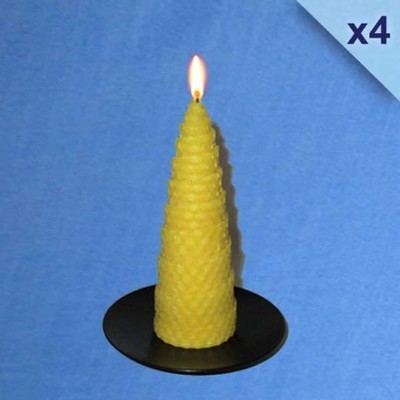 Lot de 4 bougies torsadées en cire dabeille natur