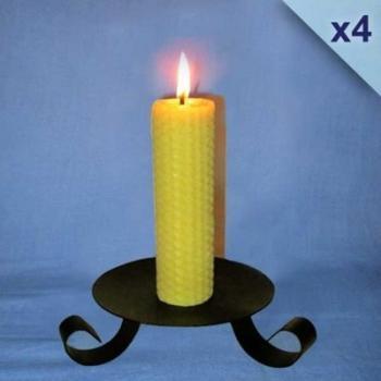Lot de 4 bougies en cire dabeille piliers gaufrés