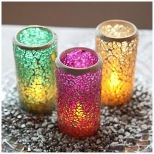 3 Photophores mosaic Bougies à LED 3 Photophores mosaic Bougies
