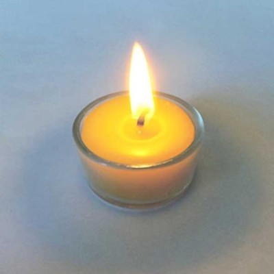 Bougie chauffe-plat en cire dabeille dans support