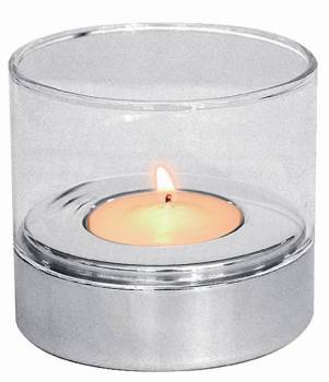 Photophore Inox + Verre Amovible