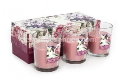 Set de 3 bougies parfumées Rose Hydrangéa Bougies
