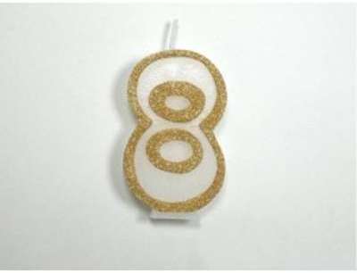Bougie anniversaire chiffre 8 or
