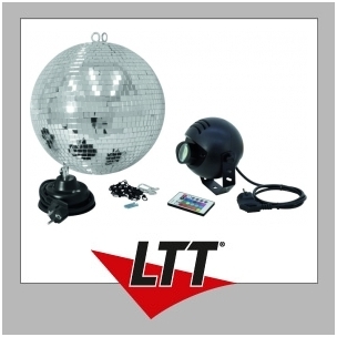 Mirror ball set 30cm with LED RGB spot IR