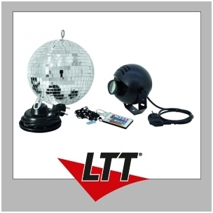 Mirror ball set 20cm with LED RGB spot IR