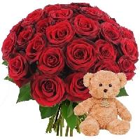 30 ROSES ROUGES OURSON MARRON 30 ROSES ROUGES OURSON MARRON