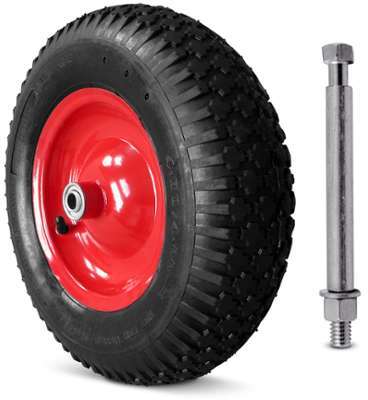 Roue de brouette pneumatique avec axe inclus Ø 390