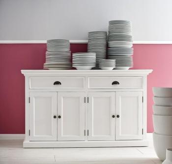Buffet Commode Bois Blanc Collection LEIRFJORD 4 Portes Buffet Commode Bois Blanc