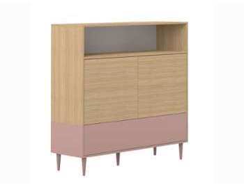 Buffet scandinave en bois L120xH122cm HORIZON Rose Buffet scandinave en bois