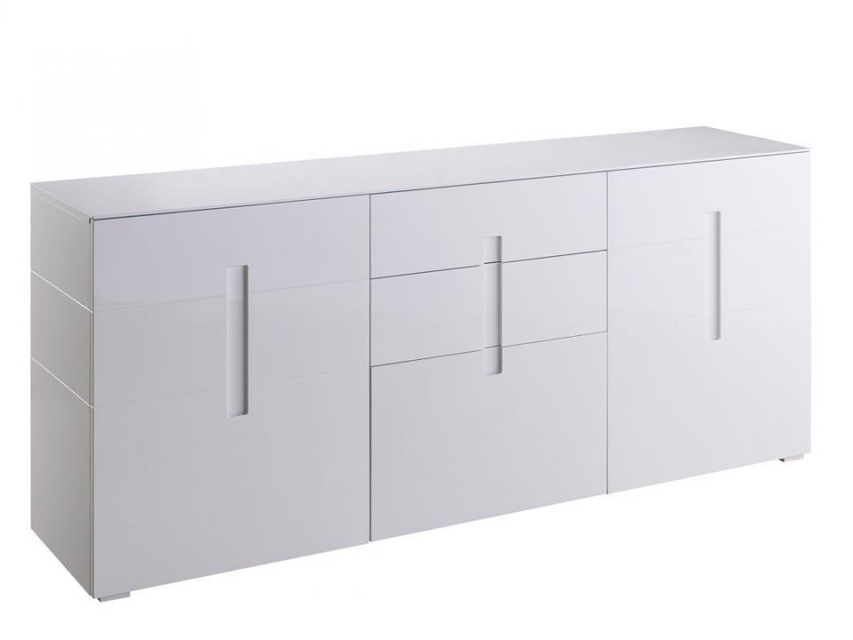 Buffet design blanc laqué 2 portes 3 tiroirs TED