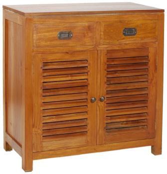 Buffet 2 portes persiennes 2 tiroirs en Teck massi