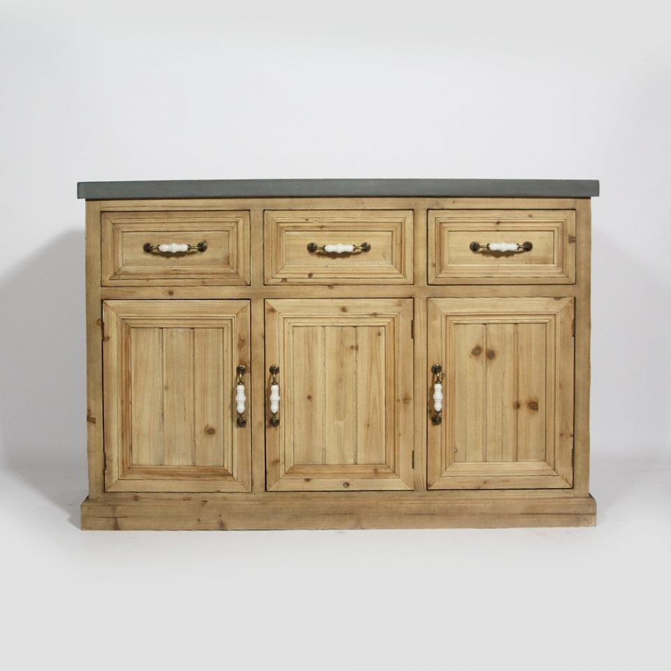 Enfilade bois naturel Arpège plateau béton