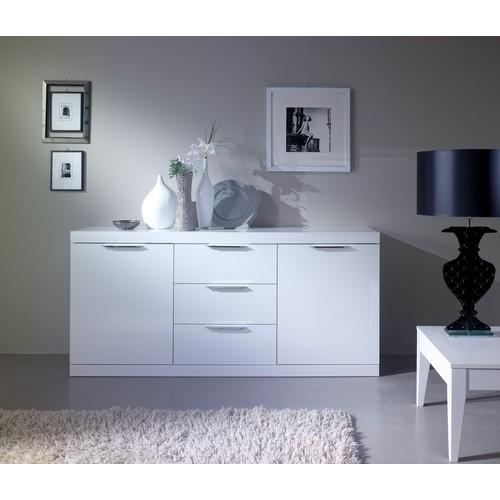 Buffet design blanc 2 portes et 3 tiroirs - Salvat