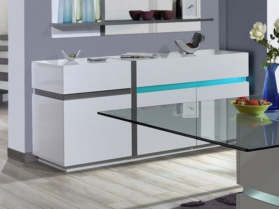 Buffet/bahut CRISS 3 portes et 1 tiroir blanc laqu