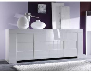 Buffet design blanc laqué 4 portes Rocco 210 cm Buffet design blanc laqué