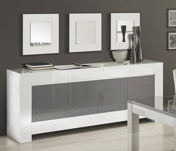 Buffet bahut blanc et gris laqué design FRIZZ 2 Buffet bahut blanc et gris