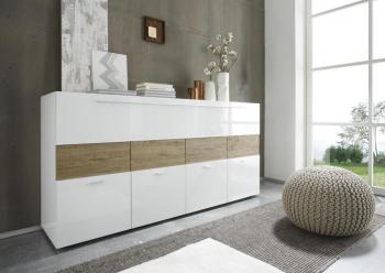 Buffet design laqué blanc et taupe MELINA Buffet design laqué blanc