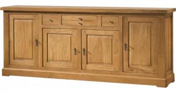 Buffet chêne massif ciré 4 portes 3 tiroirs centraux Buffet chêne massif ciré 4