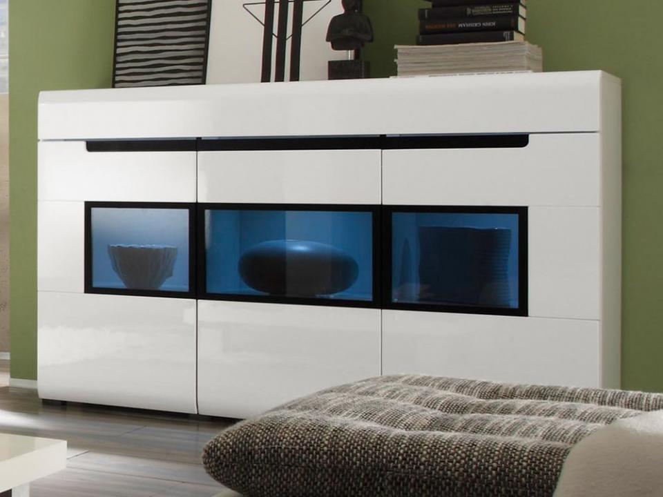 Buffet/bahut HERCULE 3 portes et 1 tiroir blanc av