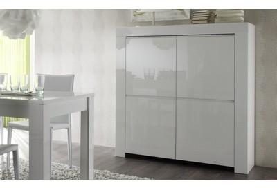 Buffet haut meuble de rangement blanc laqué 4 portes Buffet haut meuble de rangement