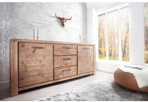 Buffet en bois massif acacia blanchis 2 portes 3 t