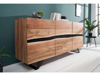 Buffet industriel en bois massif acacia 3 portes Amazonas Buffet industriel en bois