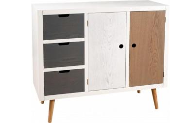 Buffet scandinave pin blanc 2 portes 3 tiroirs assortis Buffet scandinave pin blanc