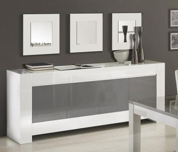 Buffet enfilade gris et blanc laqué design TOTTI 2