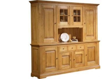 Buffet vaisselier chêne 4 portes 2 corps Buffet vaisselier chêne 4