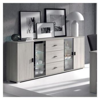 Buffet bahut couleur chêne gris contemporain CLAUDIA Buffet bahut couleur chêne