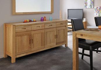 Buffet bahut 3 ou 4 portes couleur chêne clair contemporain Buffet bahut 3 ou 4 portes