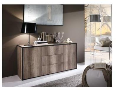 Buffet bahut bois industriel 2 portes 3 tiroirs - Blair Buffet bahut bois industriel