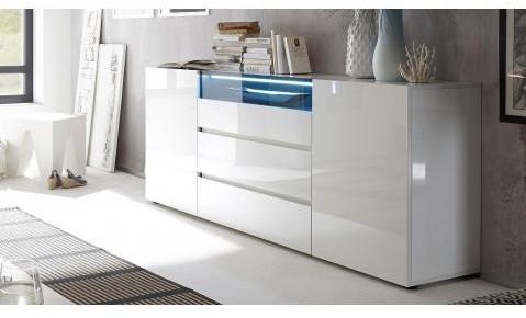 Buffet design blanc laqué à led Vicenza 185 cm Buffet design blanc laqué