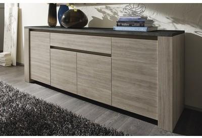 Buffet bahut bois 4 portes 1 tiroir - Aspar Buffet bahut bois 4 portes