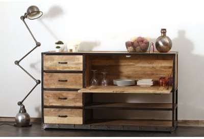 Buffet design industriel bois massif INDUSTRIA Buffet design industriel bois