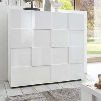 Buffet haut blanc laqué brillant ARTIC Buffet haut blanc laqué brillant