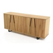 Buffet bas en chêne naturel et métal époxy avec 4 portes Buffet bas en chêne naturel