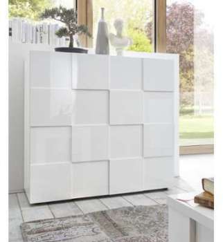 Buffet haut meuble de rangement blanc laqué 2 portes Buffet haut meuble de rangement