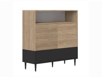 Buffet scandinave en bois L120xH122cm HORIZON Noir Buffet scandinave en bois