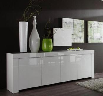 Bahut moderne blanc laqué 4 portes Trendy