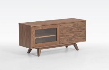 Meuble TV en Bois Noyer Style Vintage 120 cm ORTER Meuble TV en Bois Noyer Style