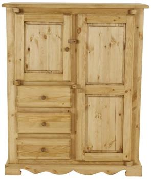 Bahut rustique en pin massif 2 portes + 3 tiroirs