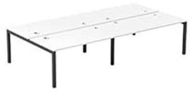 Pôle 4 bureaux L 240 cm plateaux blancs piètement métal Pôle 4 bureaux L 240 cm plateaux