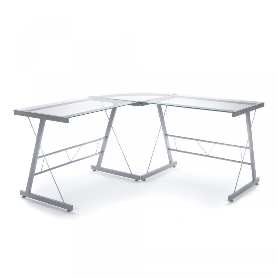 Bureau dangle en verre trempé Transparent