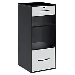 Classeur monobloc 2 tiroirs 2 niches noir blanc - MT Classeur monobloc 2 tiroirs