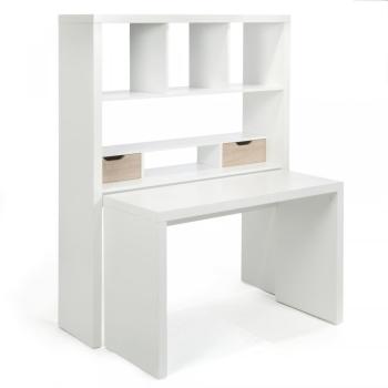 Bureau modulable blanc avec étagères et tiroirs Bureau modulable blanc avec