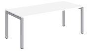Bureau droit L 180 cm blanc piétement aluminium Team Bureau droit L 180 cm blanc