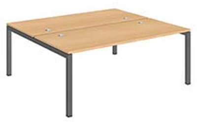 Pôle 2 bureaux L 180 cm plateaux hêtre piètement métal Pôle 2 bureaux L 180 cm plateaux